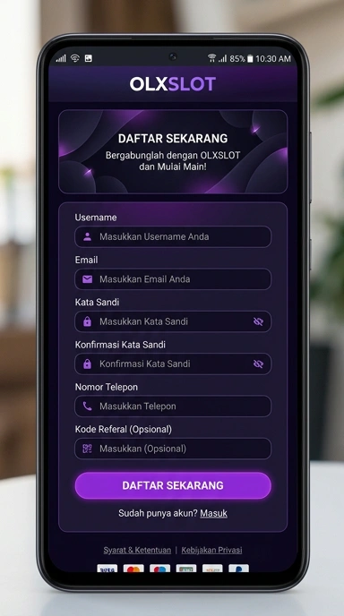 Tampilan halaman daftar olxslot